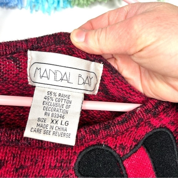 Vintage Mandal Bay Embellished Winter Snowman Pearl Marled Red Sweater Size XXL - Picture 8 of 11